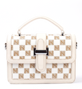 Vamyra Elegant Monogram Checker Slings Bag - Cream & Gold